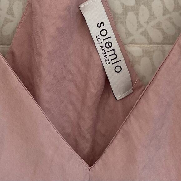 Solemio Los Angeles Pale Pink Satin Spaghetti Strap Racerback Cami, S - Picture 7 of 11